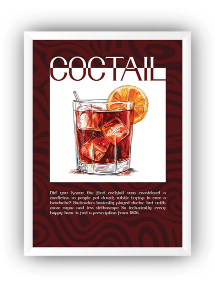 Kokteyl Bardak Çerçeveli Poster