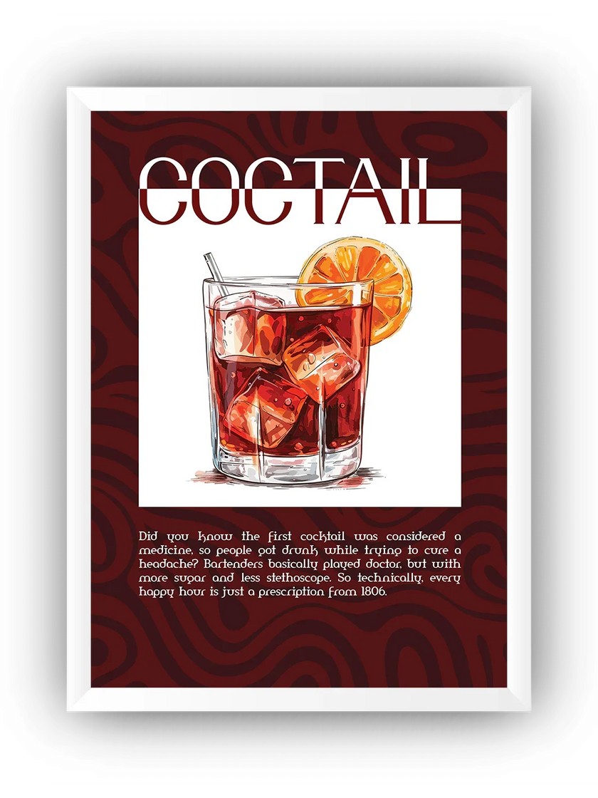 Kokteyl Bardak Çerçeveli Poster