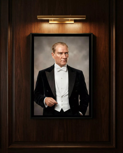 Atatürk Beyaz Papyonlu Çerçeveli Poster