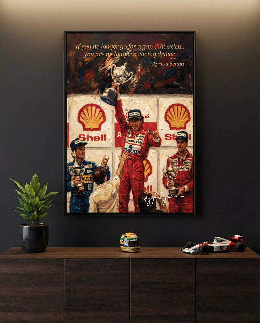 Ayrton Senna Zafer İllüstrasyonu Çerçeveli Poster