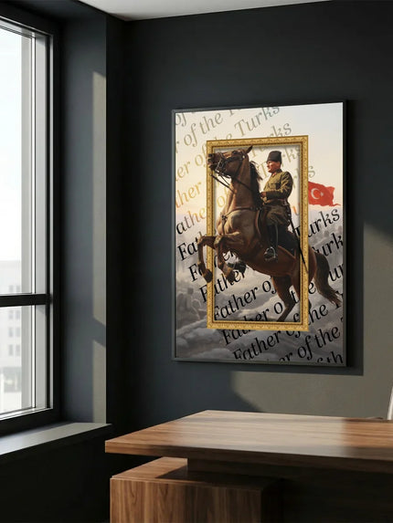 Cephede Atatürk Çerçeveli Poster