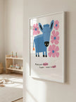 Çiçek Desenli Eşek İllüstrasyonu Çerçeveli Poster