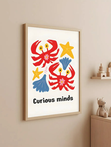 Curious Minds – Yengeç Temalı Çocuk Odası Çerçeveli Poster