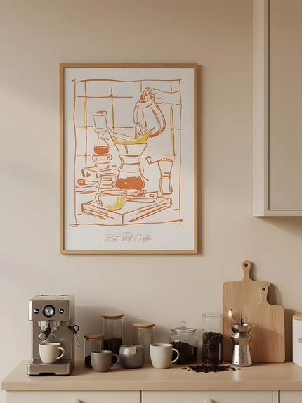First Coffee Çerçeveli Poster