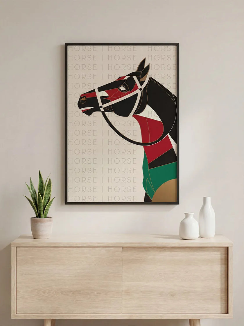 Geometrik At Deseni Çerçeveli Poster