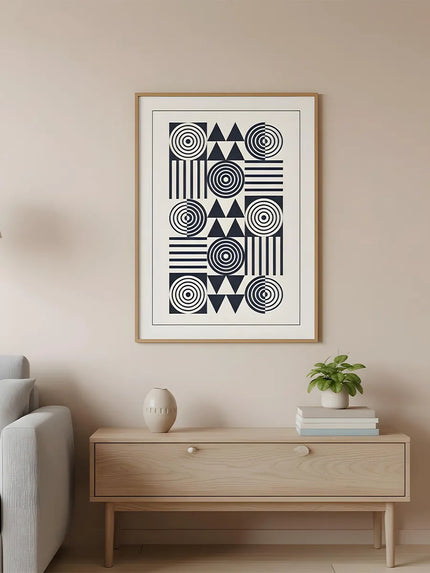 Geometrik İllüstrasyon Çerçeveli Poster