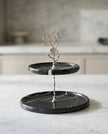 İki Katlı Mermer Sunum Tabağı
