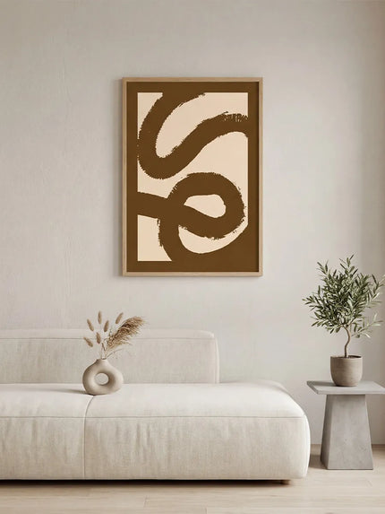Kahverengi Soyut Desen Çerçeveli Poster