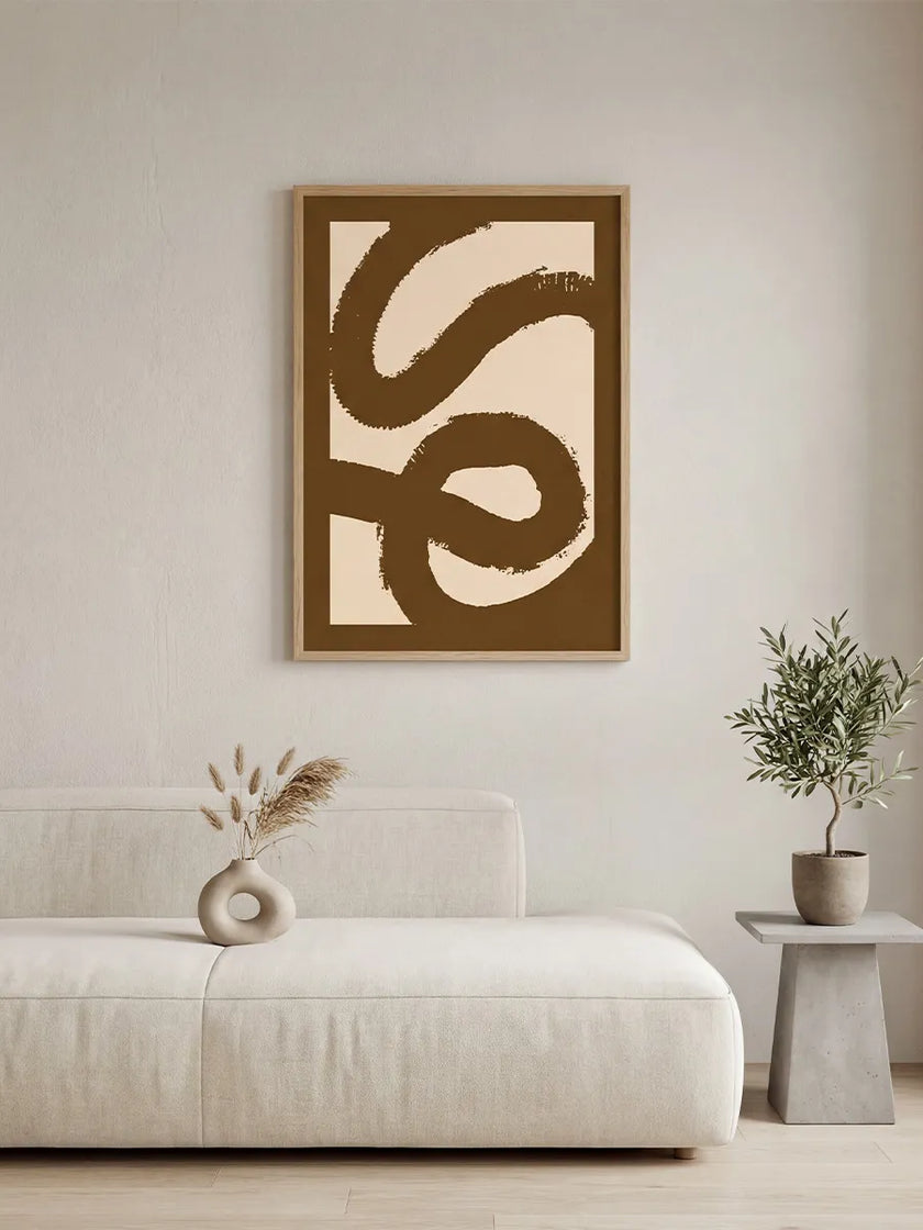 Kahverengi Soyut Desen Çerçeveli Poster