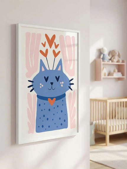 Kalpli Kedi İllüstrasyonu Çerçeveli Poster