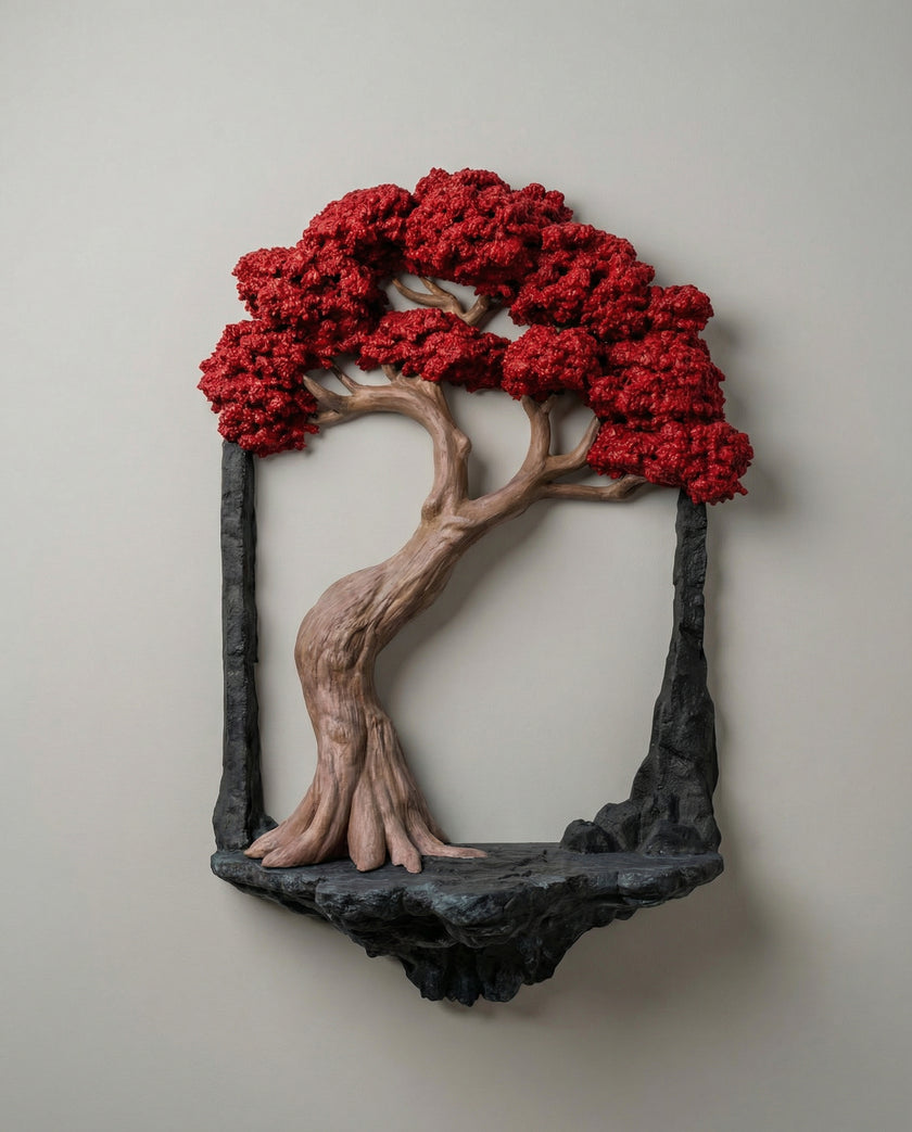 Kırmızı Yapraklı Ağaç Duvar Dekoru