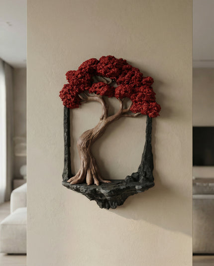 Kırmızı Yapraklı Ağaç Duvar Dekoru