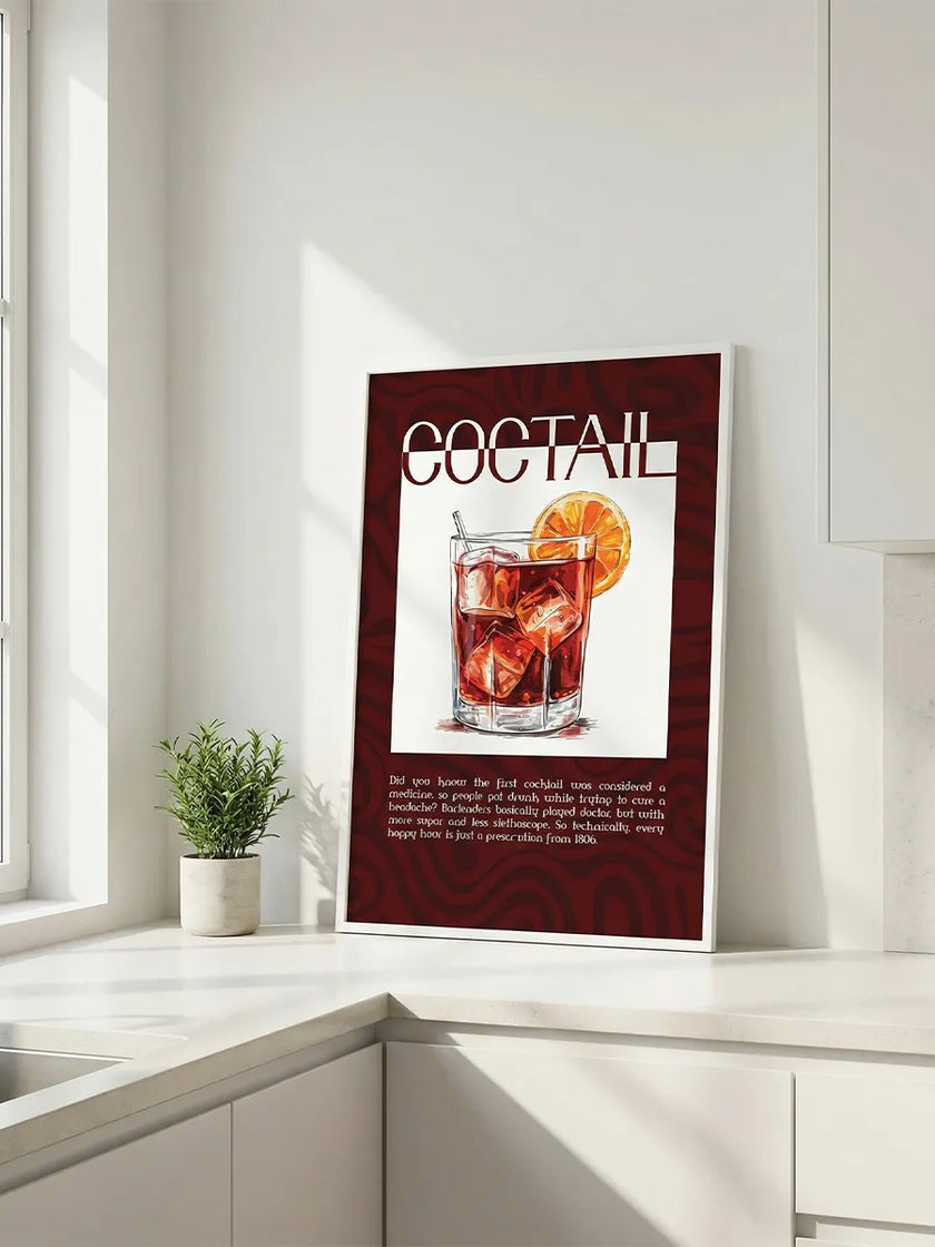 Kokteyl Bardak Çerçeveli Poster