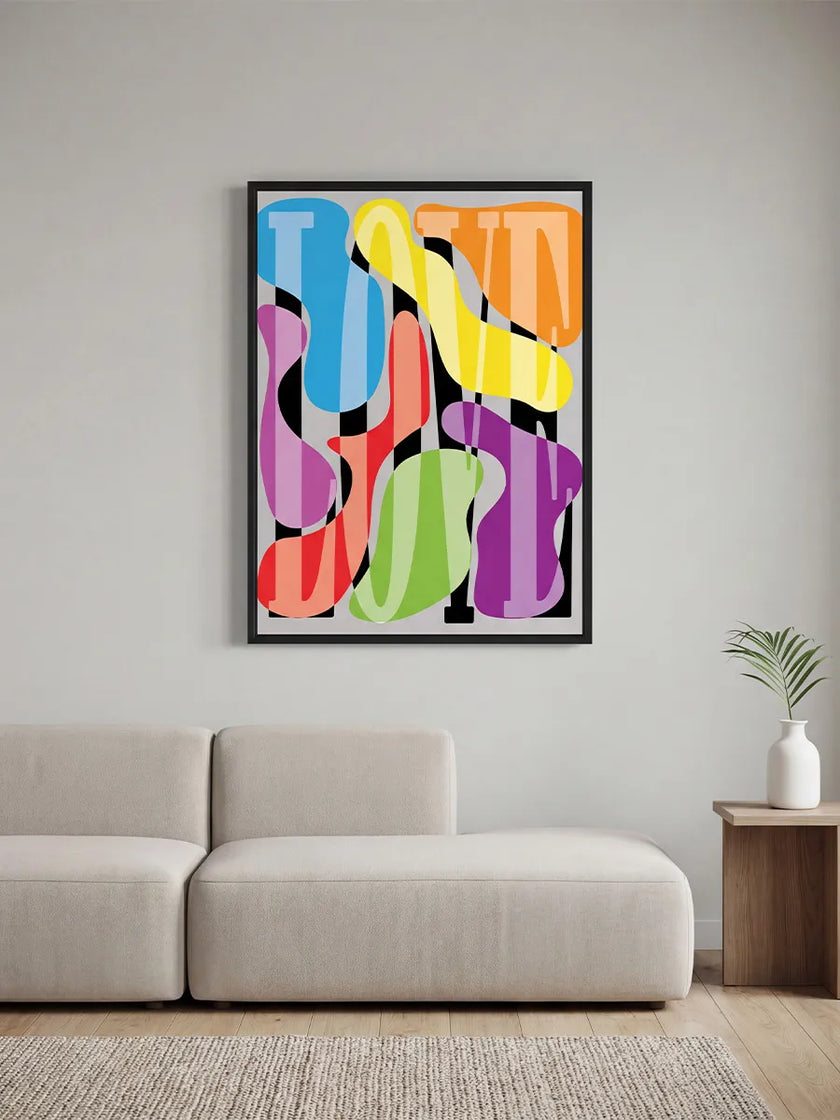 Love Renkli Soyut Çerçeveli Poster
