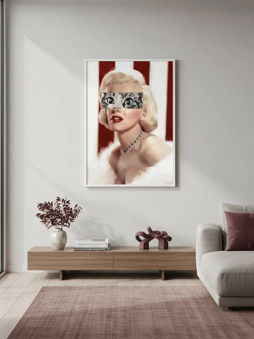Marilyn Monroe Kedi Göz Çerçeveli Poster