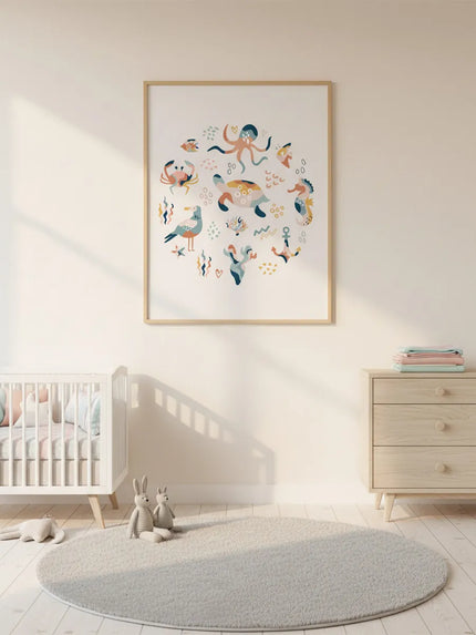 Minik Deniz Canlıları Çerçeveli Çocuk Odası Poster