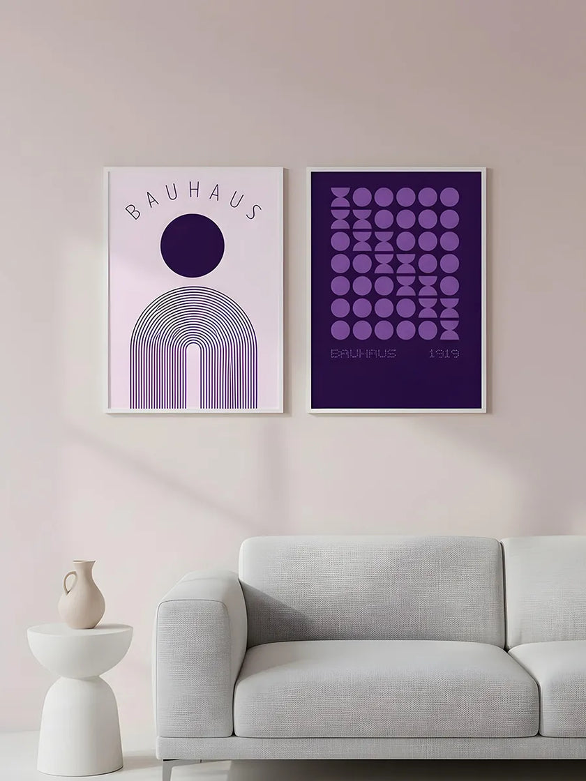 Minimal Purple Bauhaus 2'li Çerçeveli Poster Set