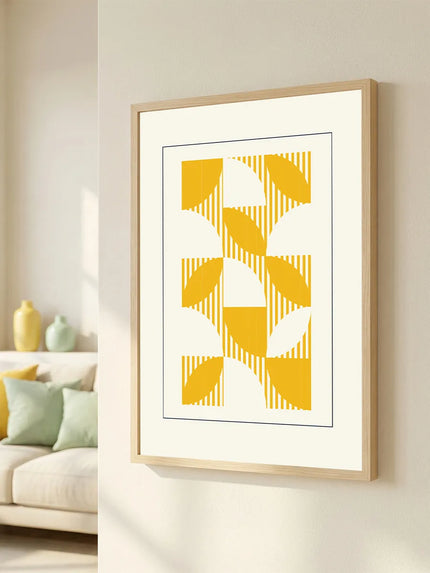 Minimal Sarı Geometrik Tasarım Çerçeveli Poster