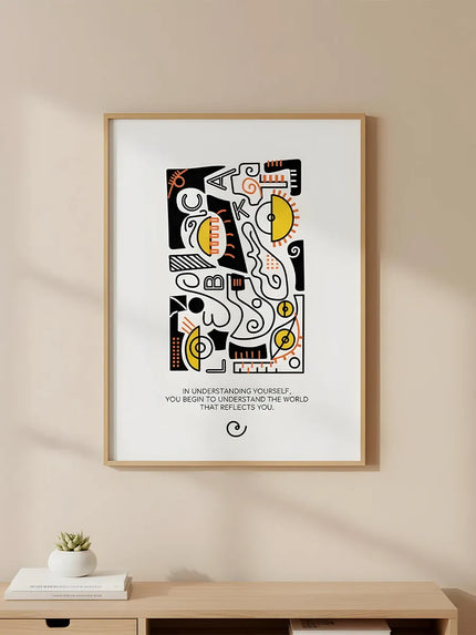 Modern Geometrik Soyut İllüstrasyon Çerçeveli Poster