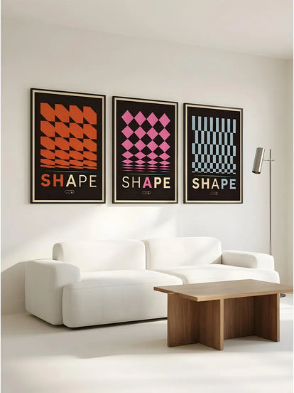 Modern Shape Desenleri 3’lü Çerçeveli Poster Set