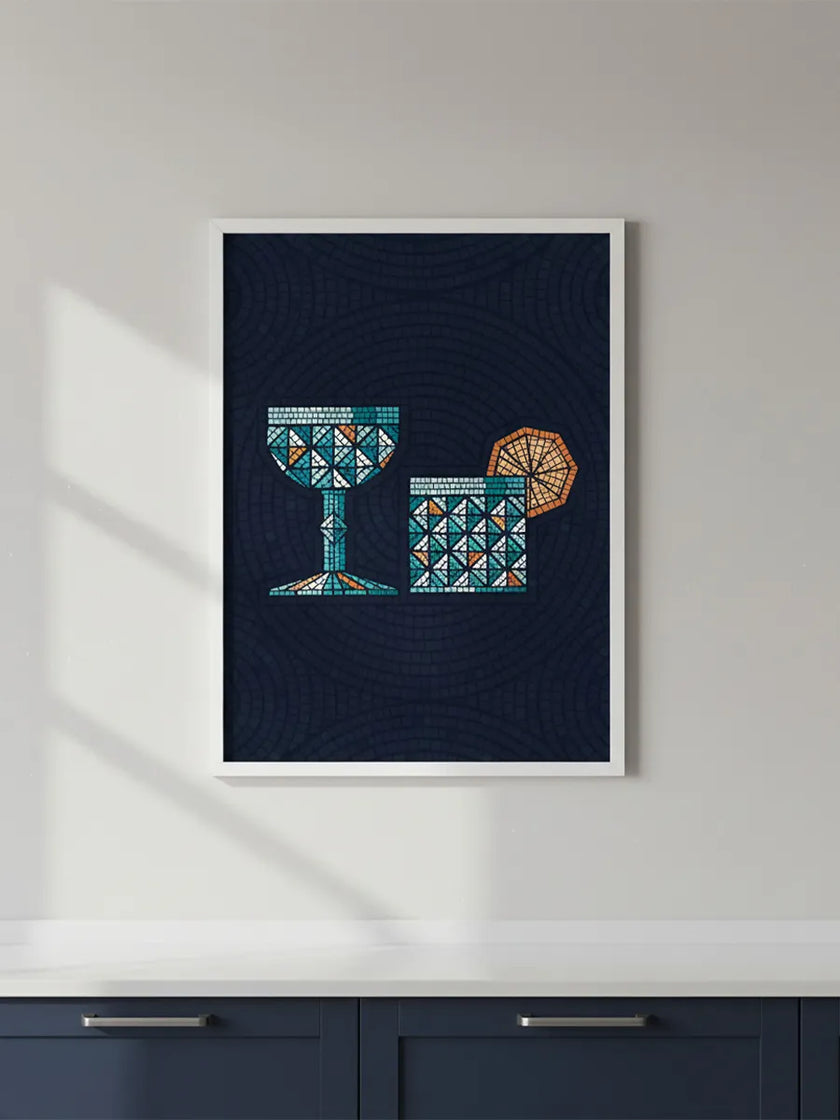 Mozaik Cocktail Art Çerçeveli Poster