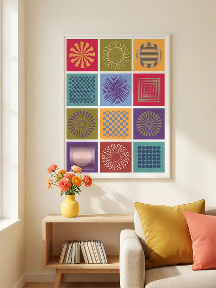 Optical Geometric Shapes Çerçeveli Poster