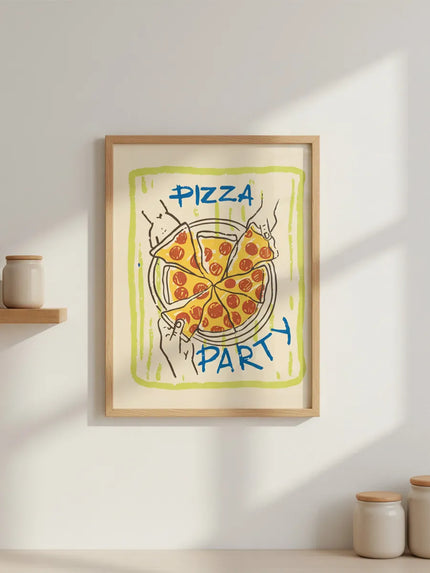Pizza Party Çerçeveli Poster