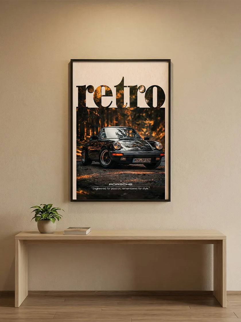 Porsche 911 Retro Çerçeveli Poster