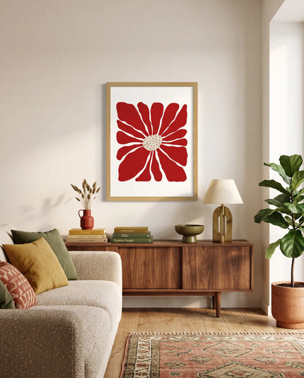 Red Bloom Çerçeveli Poster