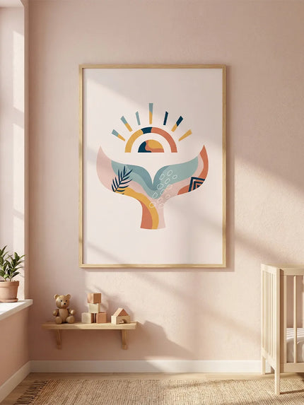 Renkli Kuyruk Çerçeveli Çocuk Odası Poster