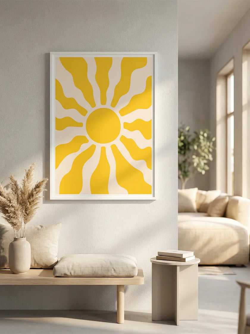 Sarı Soyut Güneş Çerçeveli Poster