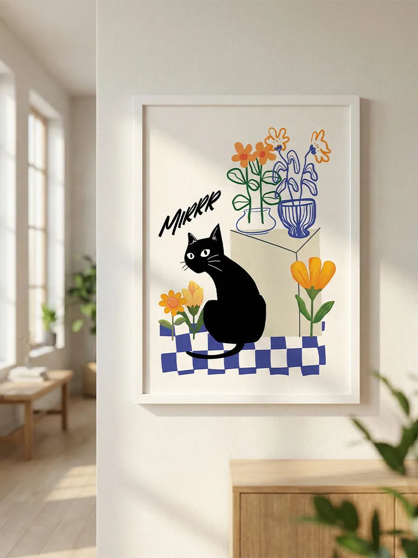 Siyah Kedi Çerçeveli Poster