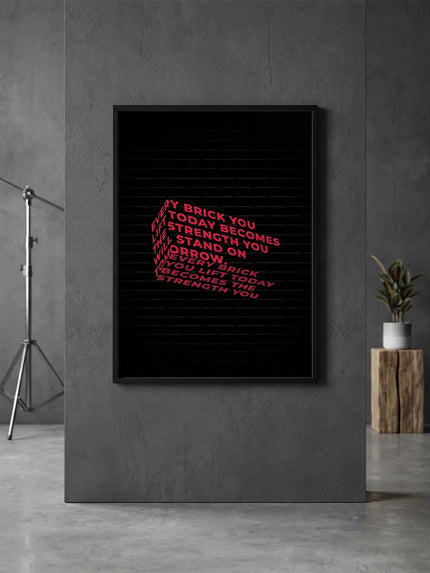 Siyah Kırmızı Tipografi Çerçeveli Poster