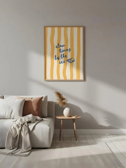 Slow Living by the Sea – Minimal Deniz Temalı Çerçeveli Poster