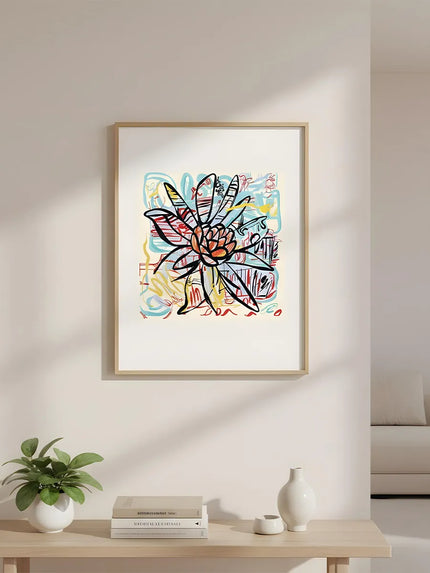 Soyut Çiçek İllüstrasyonu Çerçeveli Poster