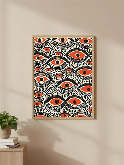 Soyut Gözler Çerçeveli Poster