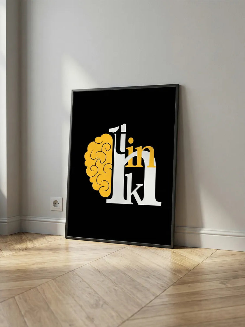 Think Mind Tipografi Çerçeveli  Poster