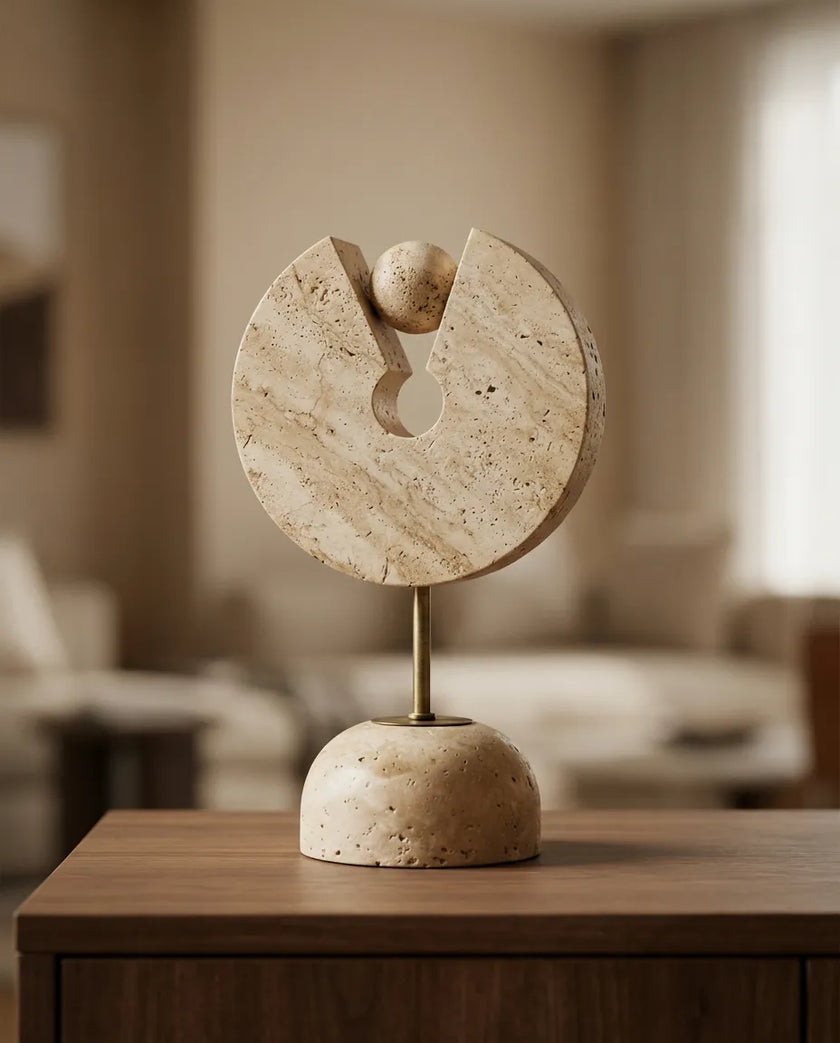 Traverten Dekoratif Yarım Ay Aksesuar