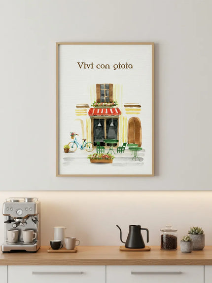 Vivi Con Gioia – İtalyan Kafe Çerçeveli Poster