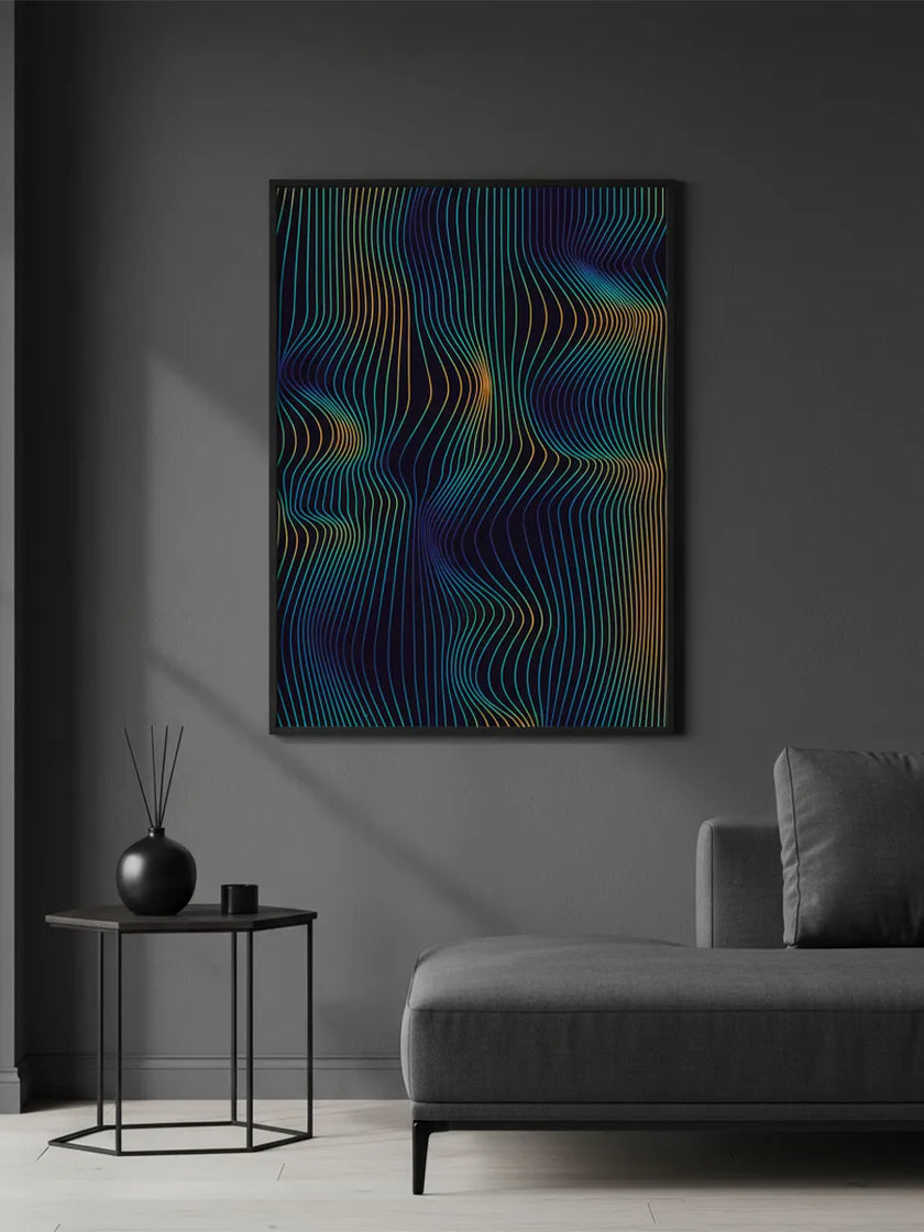 Wave Lines Çerçeveli Poster