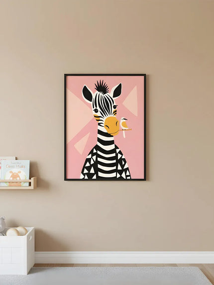 Zebra & Bird Çocuk Odası Çerçeveli Poster