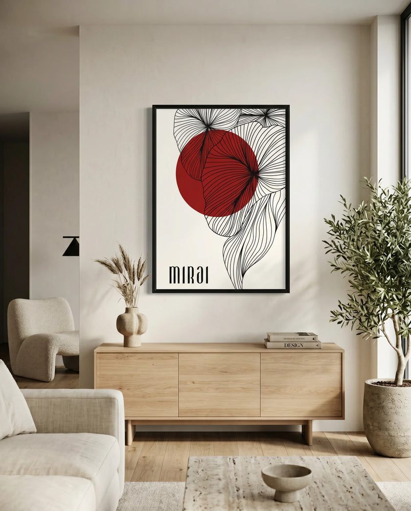 Mirai Soyut Çerçeveli Poster