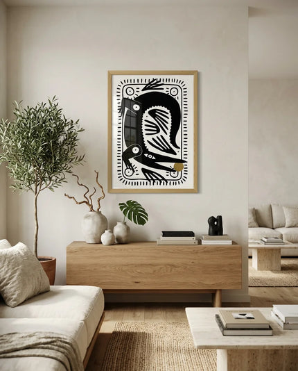 Soyut Timsah Çerçeveli Poster