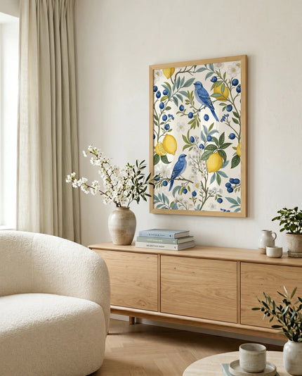 Bluebird Garden Çerçeveli Poster