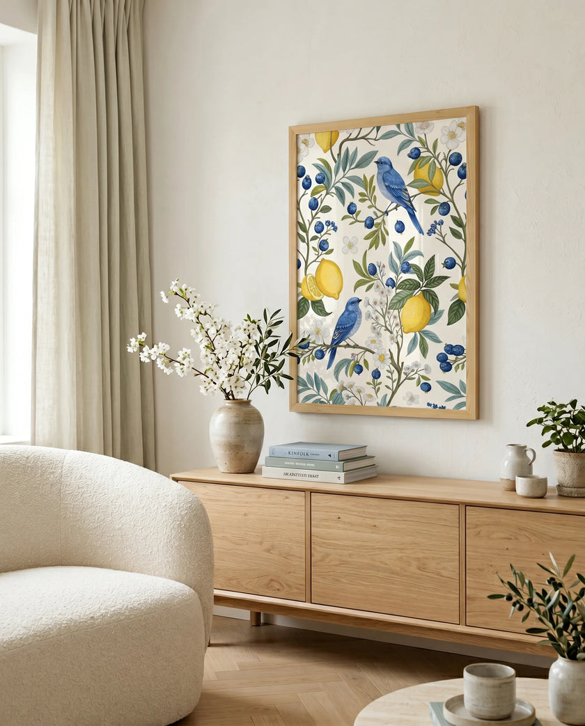 Bluebird Garden Çerçeveli Poster