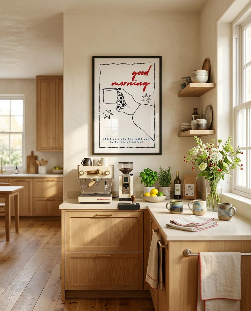 Good Morning Kahve Çerçeveli Poster