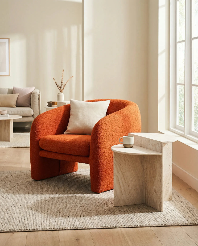 Traverten Kademeli Yan Sehpa