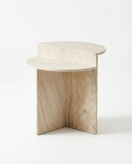 Traverten Kademeli Yan Sehpa